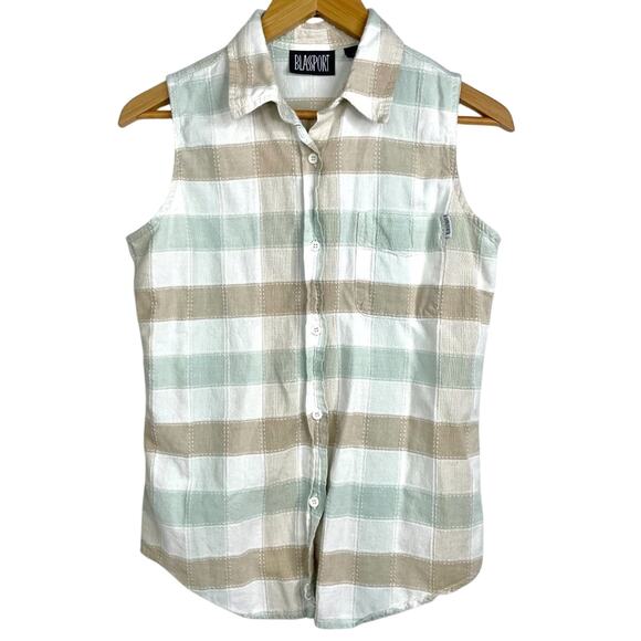 Blassport Plaid Sleeveless Button Down Small - Picture 1 of 7